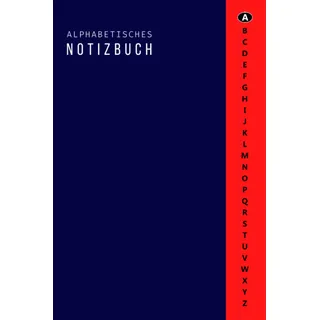 Alphabetisches Notizbuch A5: Liniertes Tagebuch mit alphabetischen Registerkarten von A bis Z | DIN A5, 156 Seiten, 6 Seiten für jeden Buchstaben | Blauer Minimalistischer Design