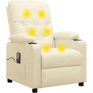 vidaXL Massagesessel Kunstleder 93 x 96,5 x 93 cm Creme mit Fernbedienung