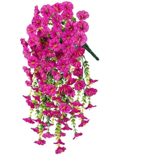 URPIZY Künstliche Hängende Prunkwinde Blumen - Lebensechte Outdoor Dekoration 75cm Lang für Garten Wand Zaun(rosarot)