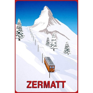 Schatzmix Zermatt weiß-blaues Metallschild 20x30 cm Wanddeko tin Sign Blechschild, Blech, Mehrfarbig