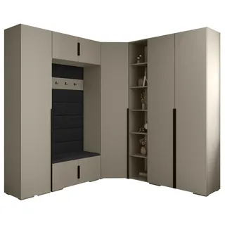 ABIKS MÖBEL Kompaktgarderobe INOVA 1 SATZ 2 Möbelset, Garderobe mit Kleiderstange und Regalen schwarz