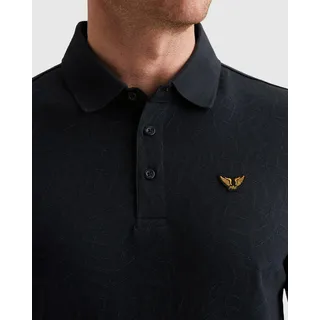 Poloshirt PME LEGEND "Short sleeve polo jersey jacquard", Herren, Gr. L, schwarz (carbon), Jersey, Obermaterial: 82% Baumwolle, 15% Polyester, 3% Elasthan, unifarben, regular fit normal, ohne Ausschnitt, abgesteppte Kante, Shirts, mit Logo Stickerei