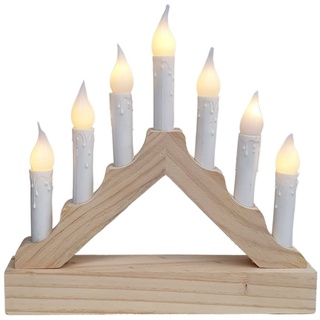 Bambelaa! LED Dekolicht Bambelaa! Mini-Lichterbogen mit 7 Kerzen aus Holz für den Innenbereich