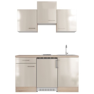 Singleküche mit E-Geräten - 150 cm breit - Kaschmir Glanz Sonoma Eiche – Neapel