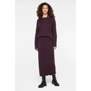 Maxirock SENSES.THE LABEL, Damen, Gr. XL/XXL, lila (deep plum), Strick, Material: 51% Viskose, 27% Polyester, 22% Polyamid, unifarben, slim fit, Röcke Maxirock, mit Gehschlitz