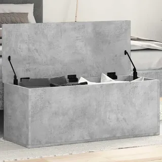 Mokuyary Truhe Betongrau 90x35x35 cm Holzwerkstoff Aufbewahrungs-Truhe, Sitzbank Bank,Betttruhe mit Stauraum Sitztruhe für Flur, Schlafzimmer, Wohnzimmer