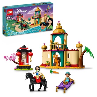 LEGO 43208 Disney Jasmins und Mulans Abenteuer, Prinzessinnen-Spielzeug zum Bauen mit Mini-Puppen, Pferde und Tiger-Figuren, Geschenk für Kinder, ...