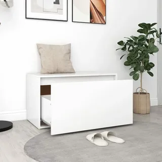 Gecheer Flurbank mit Schublade Sitzbank mit Stauraum Garderobenbank Truhenbank Flurschrank Sitztruhe Weiß Spanplatte 80x40x45 cm