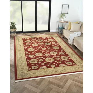 Teppich "Maryam 3", rot (weinrot, creme), B:200cm H:7,5mm L:290cm, Polypropylen (PP), MYFLAIR MÖBEL & ACCESSOIRES, Teppiche, Teppich, Kurzflor, Orient Optik, edler Glanz, besonders weich durch Microfaser