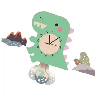 IMIKEYA Dinosaurier Pendeluhr Cartoon Wanduhr aus PVC, 1 Stück