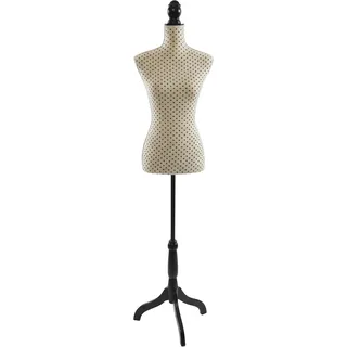 Relaxdays Schneiderpuppe 36/38 Punkte Beige,Schwarz