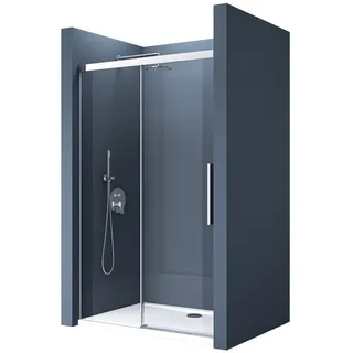 doporro Teramo12K-Plus Duschtür Schiebetür 140 x 195 cm Duschwand Chrom Klarglas