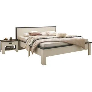 Home affaire Bettanlage SHERWOOD, (3-tlg), Liegefläche Bett 180x200cm, 2 Nachttische mit jeweils 1 Schublade weiß