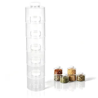 6 Stück Transparent Gewürzbehälter, Stapelbares Kunststoff-Gewürzglas | Wiederverwendbare Gewürzgläser, Kunststoff Gewürzdosen, Gewürzstreuer für Gewürze für Küche, Schublade, Gewürzregal, Camping