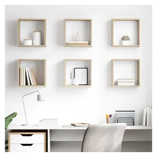 furnicato Wandregal Wand-Würfelregal-Set 30x15x30 cm Sonoma-Eiche, Massivholz, 6-tlg., Stabile Schweberegale mit Ablage für Dekoartikel im Wohnzimmer braun 30 cm x 30 cm x 15 cm
