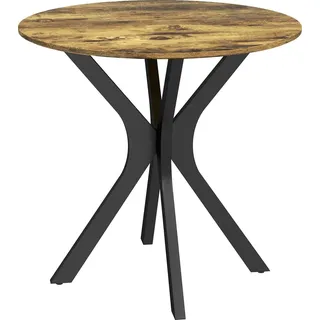 Küchentisch für 2 Personen, rund, pulverbeschichteter Stahlrahmen, Ø78 cm, rustikales Braun