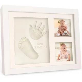 KeaBabies Baby Handabdruck und Fußabdruck Set - Gipsabdruck Baby Hand und Fuß für Neugeborene - Handabdruck Bilderrahmen ​- Fußabdruck Baby Gipsabdruck Set - Dusche Abdruckset(Alpine White)