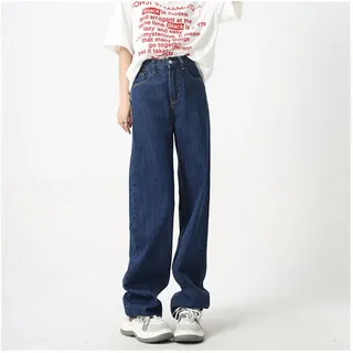 RUZU UG Slouchy Jeans Lässige bodenlange Hosen und gerade Jeans für Frühling und Sommer (1-tlg)