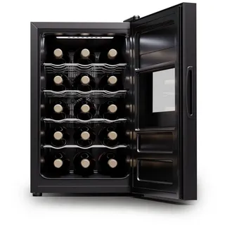 Klarstein Weinkühlschrank Silent Vino 15 Uno, für 15 Standardflaschen á 0,75l,Wein Flaschenkühlschrank Weintemperierschrank Weinschrank Kühlschrank schwarz