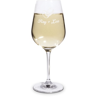 printplanet® Graviertes Weißweinglas - Leonardo® Weinglas mit Gravur (mit Name oder Text personalisiert) - Design Ringe