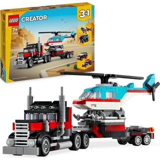 LEGO® Konstruktionsspielsteine Tieflader mit Hubschrauber (31146), LEGO Creator 3in1, (270 St), Made in Europe bunt