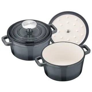 Berndes 2-tlg. Set (Servier-)Topf 14 cm, Gusseisen/- b.iron in schwarz | Gr.: onesize