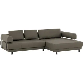 Stylife Ecksofa, Graubraun, Metall, Echtleder, Dickleder, 3-Sitzer, Füllung: Polyurethan (Pur), Ottomane rechts, L-Form, 307x188 cm, Goldenes M, Typenauswahl, Fußauswahl, Lederauswahl, Stoffauswahl, seitenverkehrt erhältlich, Hocker Rücken echt, individuell planbar, Wohnzimmer, Sofas & Couches, Wohnlandschaften, Ecksofas