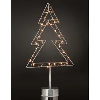 LED Tannenbaum Metall Deko Winter Weihnachten Silhouette 30 LED warmweiß Batter.
