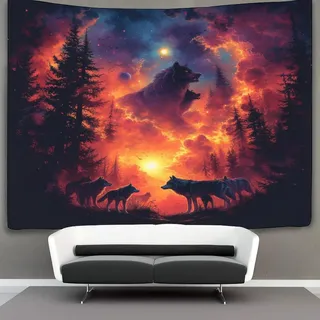 GXYUAOIEF 3D-Wolf-bedruckte Wanddecke, Heimdekoration, Bettwäsche, Poster, Wandkunst, Wandteppich, weiches Polyester, für Wohnzimmer, Schlafzimmer, Schlafsaal, Dekoration, 180 x 230 cm