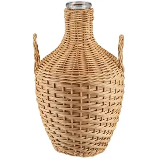 Möbel Kraft Flaschenvase ¦ braun ¦ Glas,Rattan ¦ Maße (cm): H: 26,5 Ø: 20.0