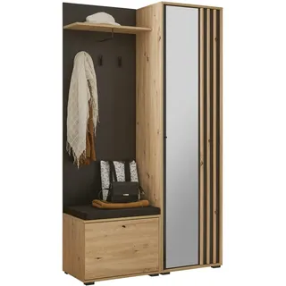 HBZ Volano Garderobenschrank 114x197x40 schwarz
