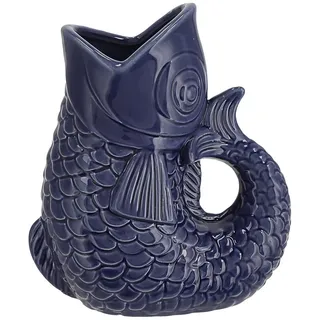 CEPEWA Dekovase Vase Fisch 'Blubb' 13x24x9cm Dolomit dunkelblau Blumenvase Griff blau 24.0 cm