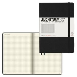 Leuchtturm1917 Notizbuch 315928 Medium, A5, kariert, 125 Blatt, schwarz, Hardcover