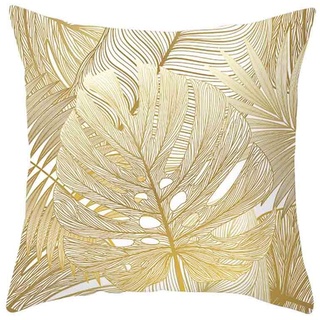 Xmiral Kissenbezüge Kissenhüllen Polyester Golden Blätter Drucken Pillowcase 45cmx45cm(P)
