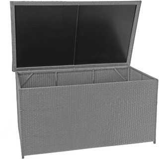 Mendler Poly-Rattan Kissenbox HWC-D88, Gartentruhe Auflagenbox Truhe ~ Basic grau, 80x160x94cm 950l