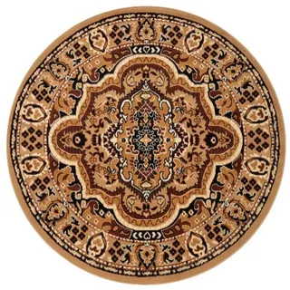 Tapiso Teppich ATLAS, rund, Höhe: 8 mm, Wohnzimmer, Schlafzimmer, Design beige rund | 140 cm x 140 cm x 8 mm
