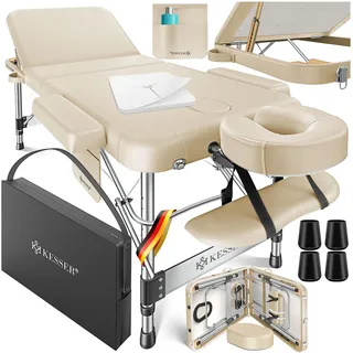 Kesser KESSER® Massageliege klappbar höhenverstellbar Mobile Massagebett Massagetisch Kosmetikliege Breit Therapieliege Aluminium + 10x Gesichtsauflage mit Kopfstütze Armlehnen & Tasche