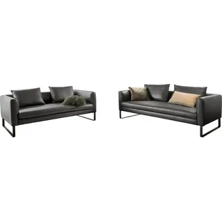 Candy Sofa 3C CANDY "Avola bequem und elegantes Leder-Sofaset, tolle Verarbeitungsdetails", grau (fango), B:204cm H:85cm T:100cm, Sofas, Couchgarnitur, Garnitur: Sofaset bestehend aus 2,5-Sitzer und 3-Sitzer