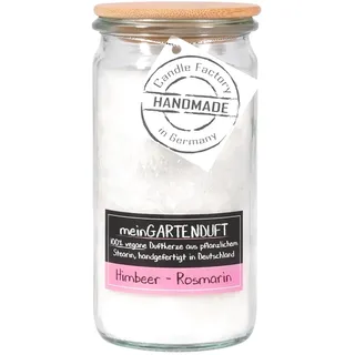 Candle Factory meinGARTENDUFT vegane Duftkerzen aus pflanzlichem Stearin im hitzebeständigen Glas der Marke Weck®, ca. 70h Brennzeit, Duft: Himbeer - Rosmarin
