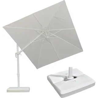 PURPLE LEAF Ampelschirm mit Ständer 250 × 350 cm Twist 360° Rotation, Weiß