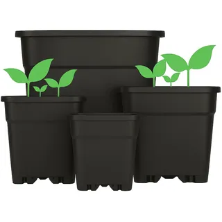 Weedness Blumentopf Kunststoff 30 Liter 37x37x36 cm Eckig Schwarz für Innen & Außen - Pflanzkübel Groß Pflanzen-Topf Pflanzgefäß Anzuchttopf Blumenkübel Balkon Garten Hoch XXL