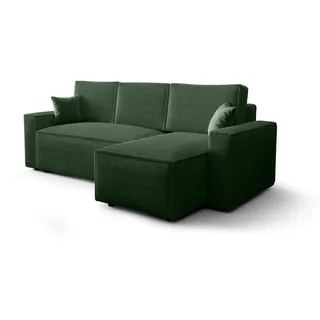 Luxkor24 Ecksofa, Grün, Textil, 4-Sitzer, L-Form, Ottomane links, Ottomane rechts, rechts montierbar, links montierbar,Rechteckig, 237x140 cm, Wohnzimmer, Sofas & Couches, Wohnlandschaften, Ecksofas