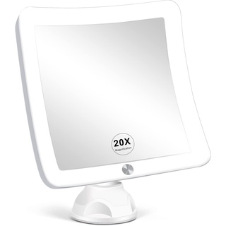 Fabuday Spiegel mit 20-facher Vergrößerung, mit LED-Licht, 17,8 cm, verbesserter beleuchteter Make-up-Spiegel mit Vergrößerung, tragbarer Vergrößerung, Reisespiegel für Badezimmer, quadratisch
