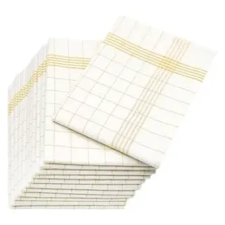 Zollner Geschirrtuch 27200, 50 x 70 cm, 12 Stück, 50% Leinen, 50% Baumwolle, gelb-weiß, kariert
