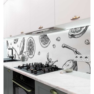 MyMaxxi Dekorationsfolie Küchenrückwand Zitronen Zeichnung selbstklebend Spritzschutz Folie 180 cm x 60 cm