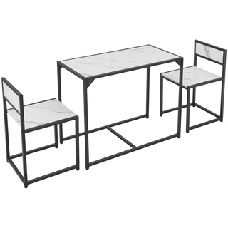 Juskys Küchentisch Set mit Esstisch & 2 Stühlen - Industrial Design, platzsparend - Marmoroptik