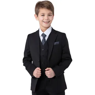 SANDER STELLAN Festlicher Kinderanzug Kommunionanzug Jungen Anzug 6-teilig Schwarz Numeric_110 - 110