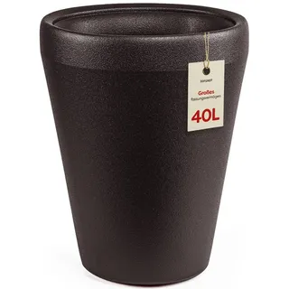 KONZEPT Übertopf 40 cm Durchmesser aus Kunststoff, 40 L, in Ton-Optik, Zylindrische Form, Ton-Optik, glatte Oberfläche braun