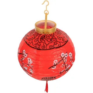 Milisten 32cm Papierlaterne Rot mit Pflaumenblüten-Muster - Faltbarer Lampion für Party Deko - Japanische Hängelaterne für Hochzeit Geburtstag Garten - Ohne Batterie