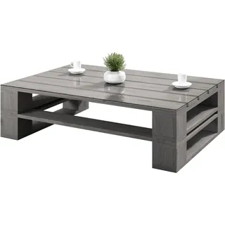 Lermowood Palettenmöbel Mp Couchtisch 80 x 80 x 40 cm Grau | Europaletten Indoor und Outdoor Lounge Gartenmöbel Holz Gartenmöbel Set Lounge Möbel Terrasse Balkon Loft Stil Paletten